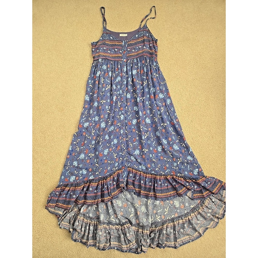 Kori Maxi‎ Dress The Navaro Floral Sleevless Floral Hi Low Boho Lavender Blue M